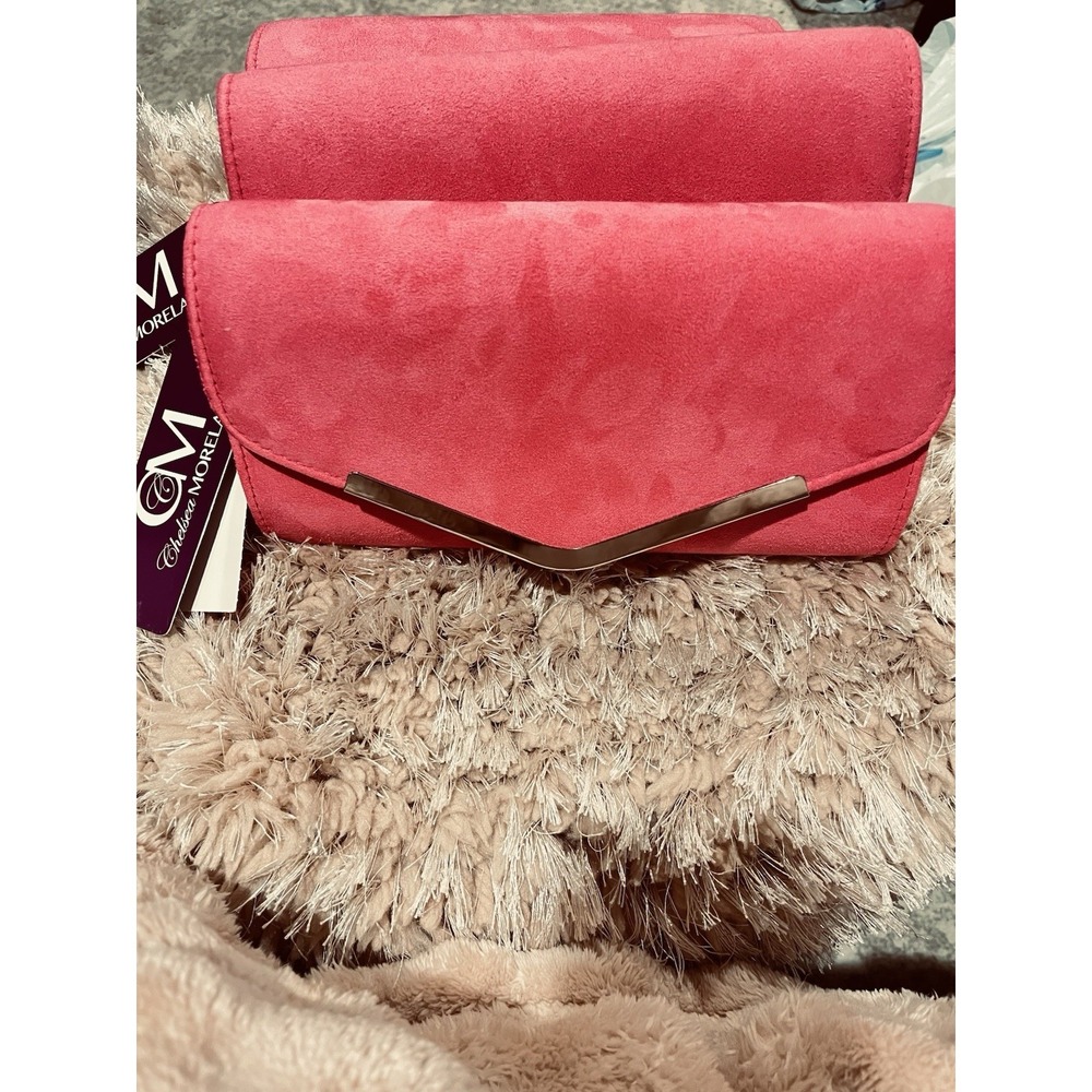 Chelsea Moreland Pink Suede‑Like Clutch Perfect for Bride or Bridesmaid – NWT